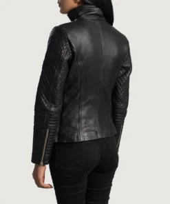 Alternative view of Alia Metallic Black Leather Biker Jacket