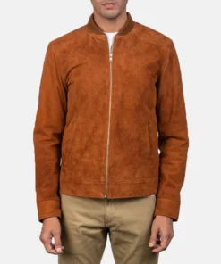 Blain Brown Suede Bomber Jacket