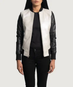 Cole Silver Leather Bomber Jacket