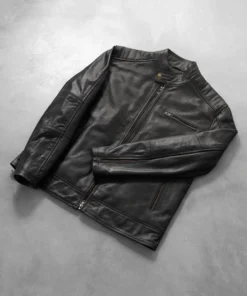 Alternative view of Dean Black Leather Biker Jacket