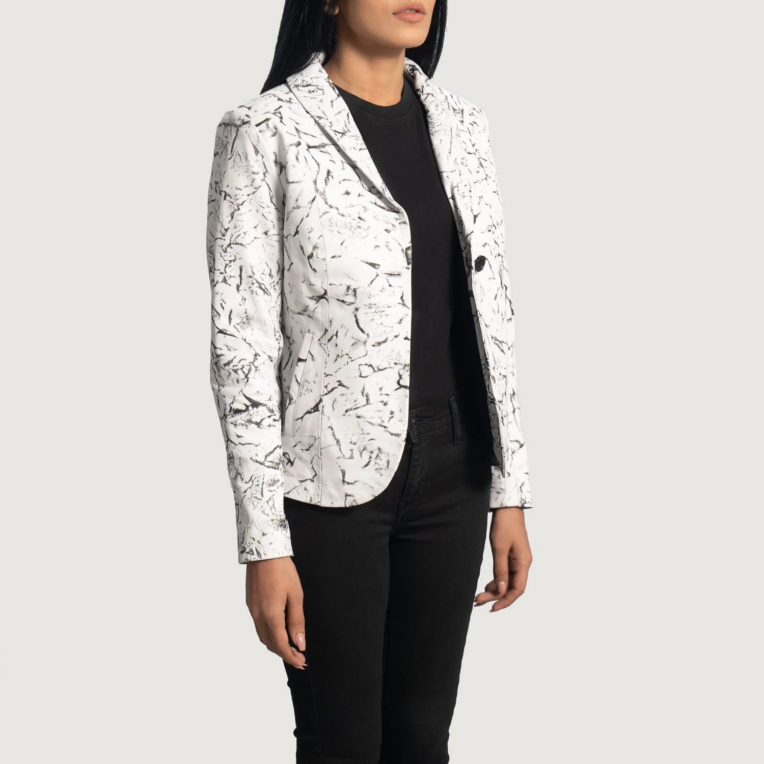 Donna Blake White Leather Blazer - Image 2