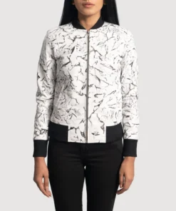 Alternative view of Donna Blake White Leather Bomber Jacket