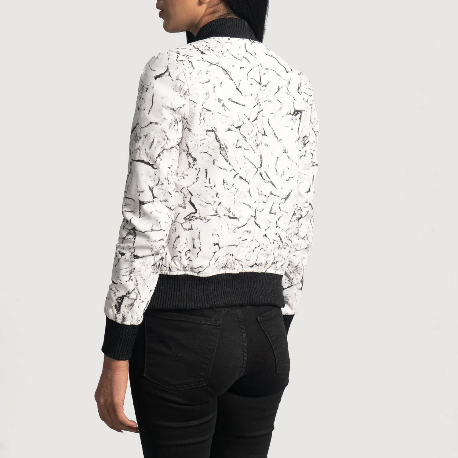 Donna Blake White Leather Bomber Jacket - Image 4
