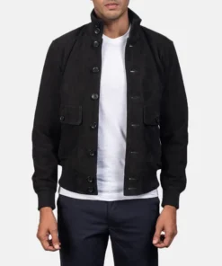 Eaton Black Suede Bomber Jacket