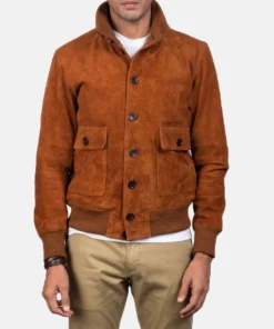 Eaton Brown Suede Bomber Jacket