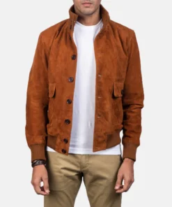 Eaton Brown Suede Bomber Jacket