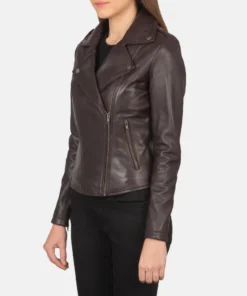 Alternative view of Flashback Maroon Leather Biker Jacket