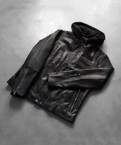 Alternative view of Highschool Black Hooded Leather Jacket