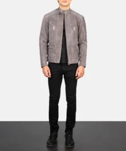 Alternative view of Damian Grey Suede Biker Jacket