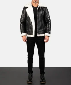 Alternative view of Francis B-3 Black & White Leather Bomber Jacket