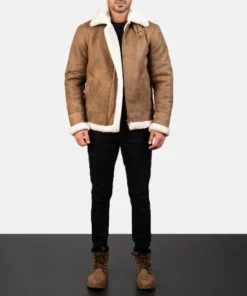 Alternative view of Francis B-3 Distressed Brown Leather Bomber Jacket