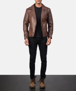 Alternative view of Raiden Brown Leather Biker Jacket