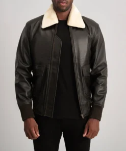 Airin G-1 Brown & Cream Leather Bomber Jacket