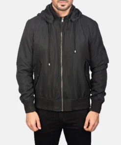 Hanklin Ma-1 Black Hooded Bomber Jacket