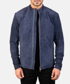 Alternative view of Charcoal Navy Blue Suede Biker Jacket