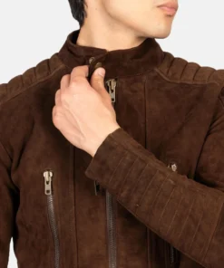 Alternative view of Damian Mocha Suede Biker Jacket