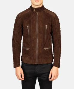 Alternative view of Damian Mocha Suede Biker Jacket