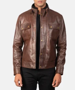 Darren Brown Leather Biker Jacket