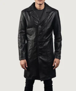Alternative view of Don Long Black Leather Coat