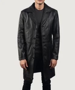 Don Long Black Leather Coat