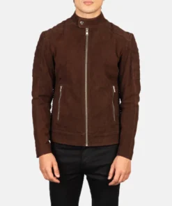 Fernando Quilted Brown Suede Biker Jacket