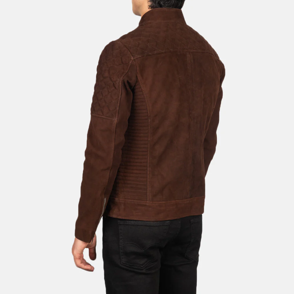 Fernando Quilted Brown Suede Biker Jacket - Image 6