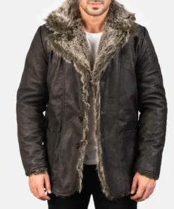 Furlong Black Leather Coat