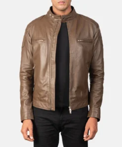 Gatsby Mocha Leather Biker Jacket