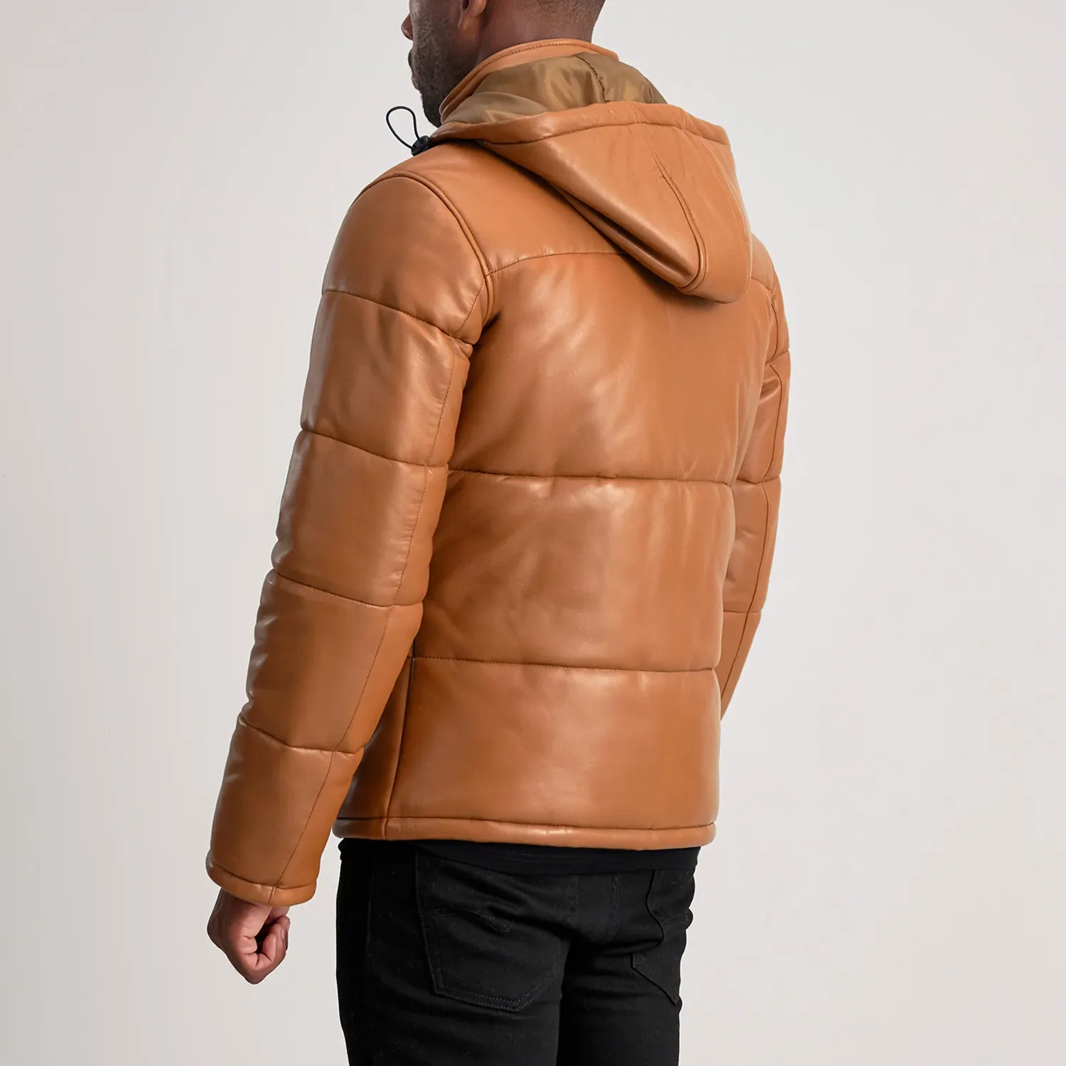 Gordon Tan Hooded Leather Puffer Jacket - Image 6