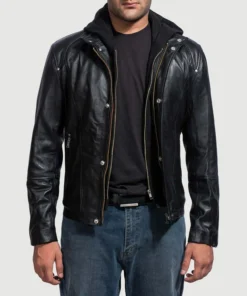 Highschool Black Hooded Leather Jacket