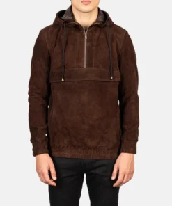 Kenton Hooded Mocha Suede Pullover Jacket