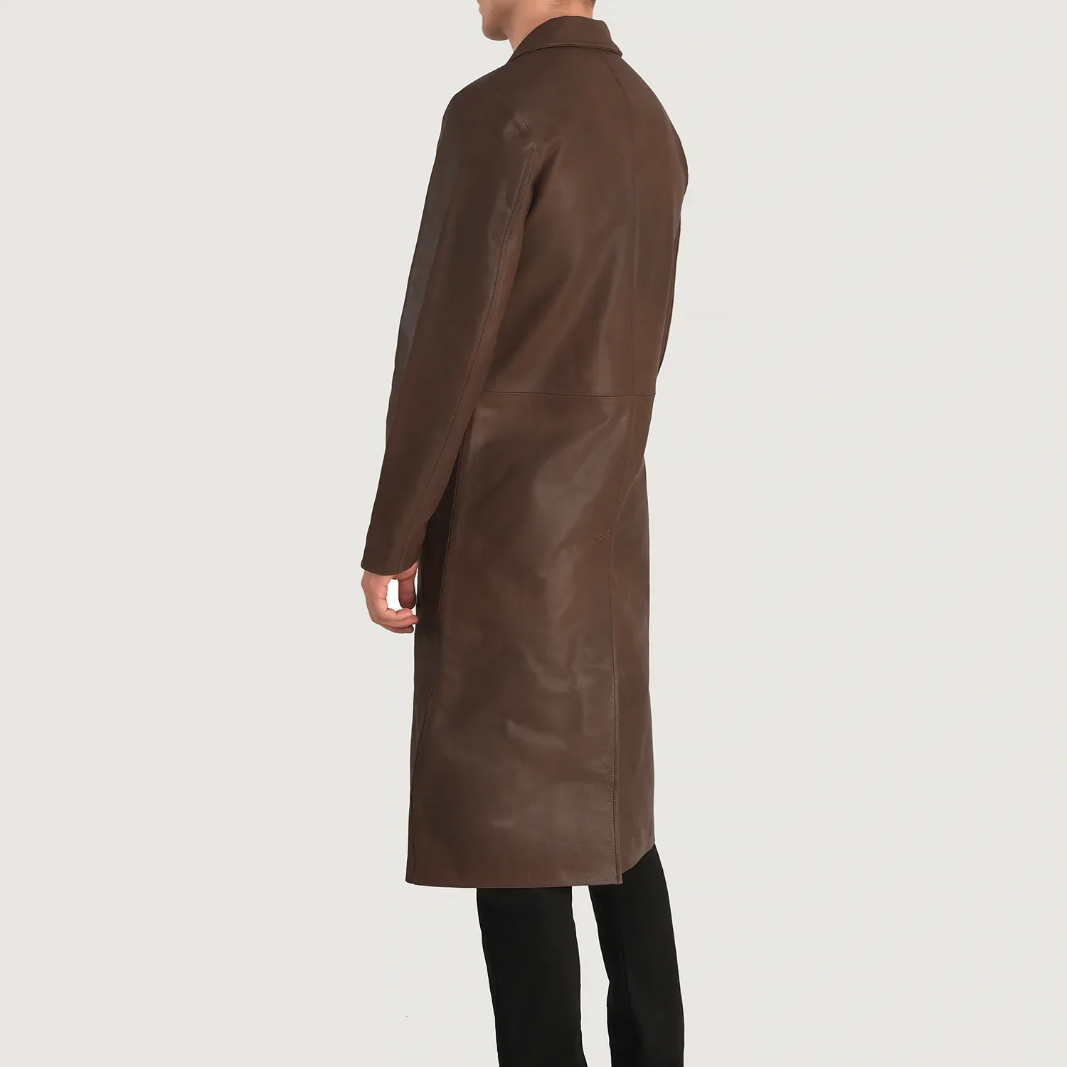 Mateo Brown Leather Single Breasted Coat - Image 6