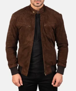 Sven Mocha Suede Bomber Jacket
