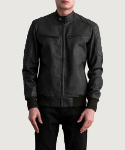 Sven Tumbled Brown Leather Bomber Jacket