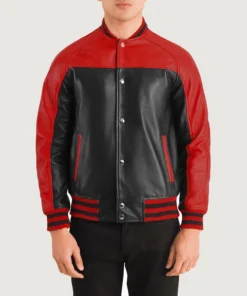 Terrance Black & Red Leather Varsity Jacket