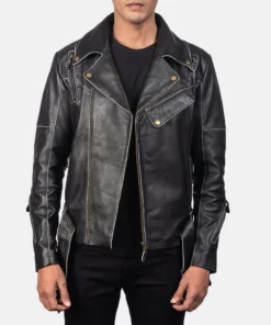 Vincent Black Leather Biker Jacket