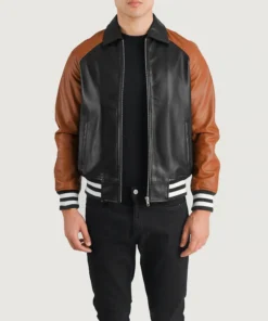 Walton Black & Brown Leather Varsity Jacket
