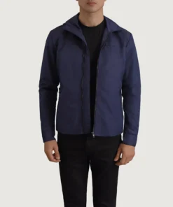 Wesley Blue Hooded Windbreaker Jacket