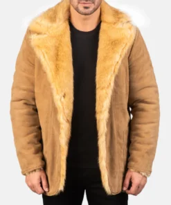 Furlong Beige Suede Leather Coat