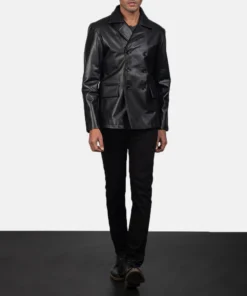 Alternative view of Mr. Bailey Black Leather Naval Peacoat