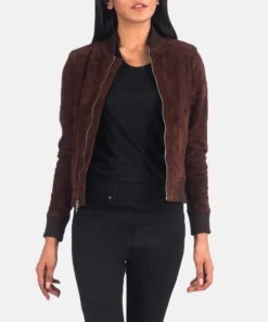 Alternative view of Bliss Brown Suede Bomber Jacket