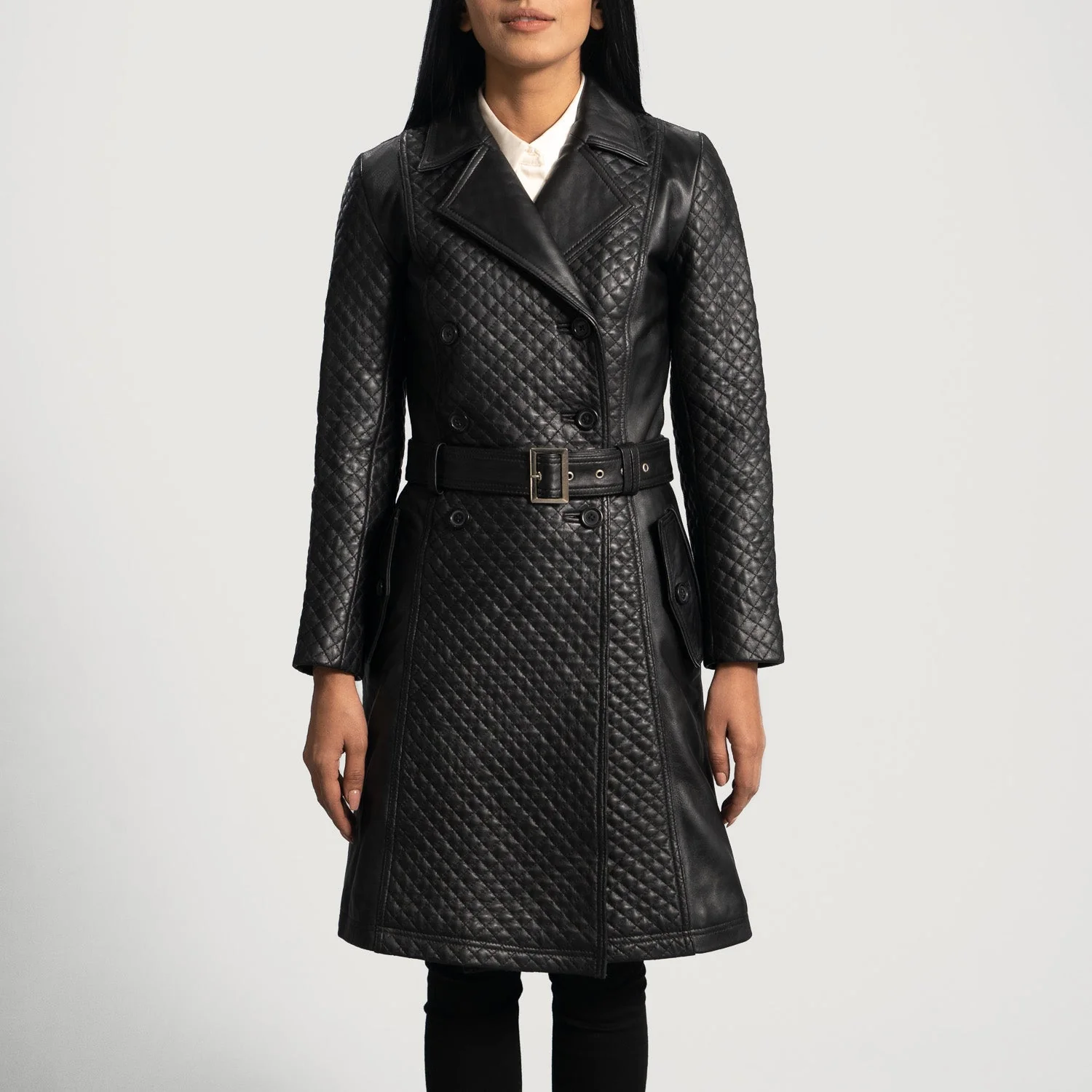 Sweet Susan Black Leather Trench Coat - Image 3