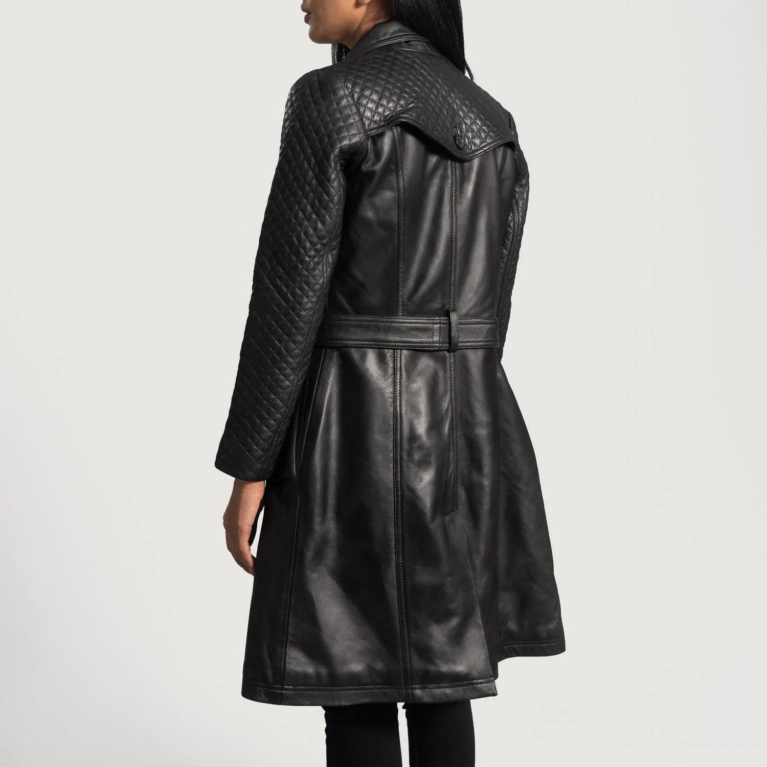 Sweet Susan Black Leather Trench Coat - Image 4
