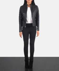 Alternative view of Adalyn Quilted Black Leather Biker Jacket