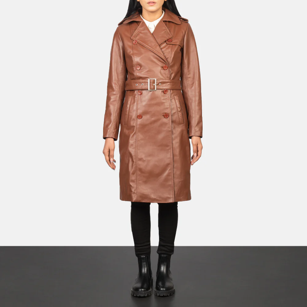 Alice Brown Double Breasted Leather Coat - Image 2
