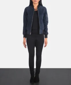 Alternative view of Ava Ma-1 Blue Suede Bomber Jacket