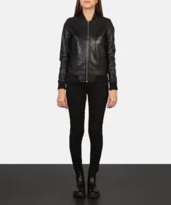 Alternative view of Bliss Black Leather Bomber Jacket