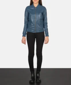 Alternative view of Bliss Blue Leather Bomber Jacket