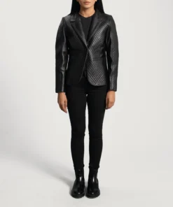 Alternative view of Cora Quilted Black Leather Blazer