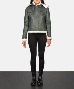 Alternative view of Fiona Green Hooded Shearling Leather Jacket